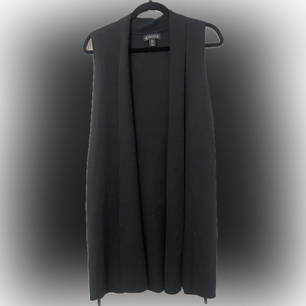Nanette Lepore Black Sweater Vest with side zippers Size Small EUC